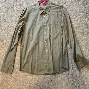 Levi's Casual Olive Button-Down Shirt Red Tab
